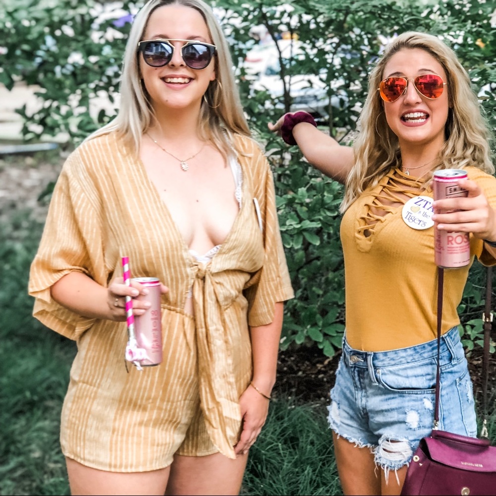 Tie Front Stripe Romper